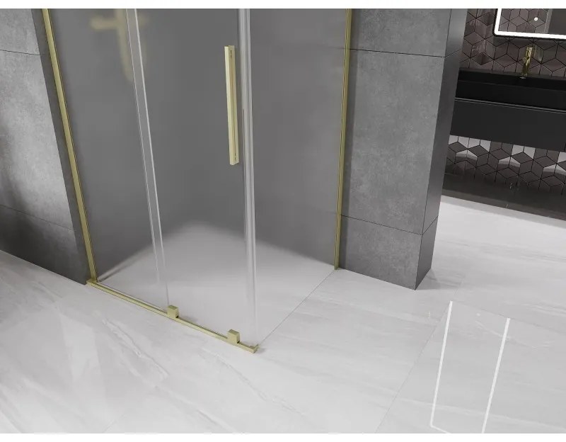 Mexen Velar L, sprchový kút s posuvnými dverami 120 x 100 cm, 8mm sklo námraza, zlatá matná, 871-120-100-33-55