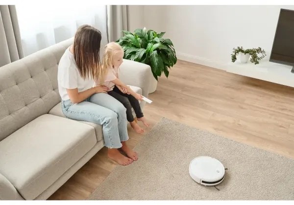 Sencor - Robotický vysávač s mopom 2v1 18W/1500 mAh biela + diaľkové ovládanie