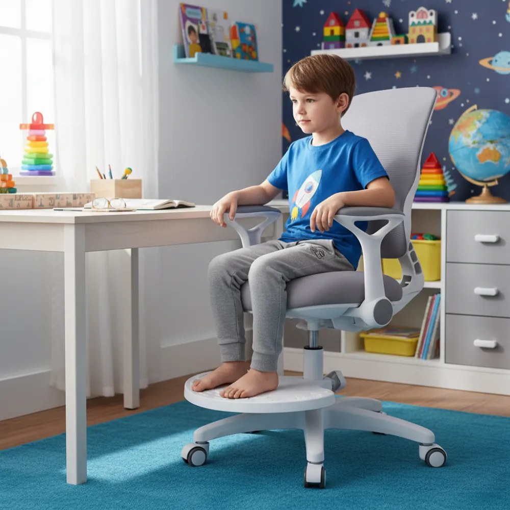 Detská rastúca stolička Neoseat JUNI 006 — látka, sivá