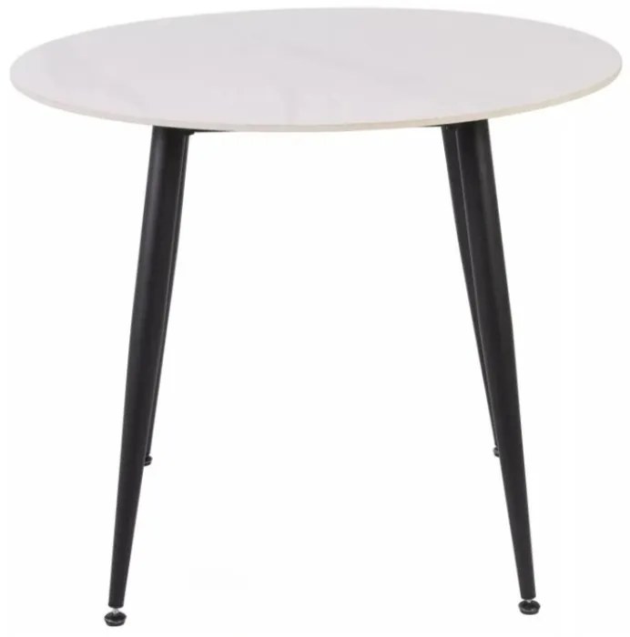 Okrúhly jedálenský stôl RION 90 cm s keramickou doskou, biely mramor
