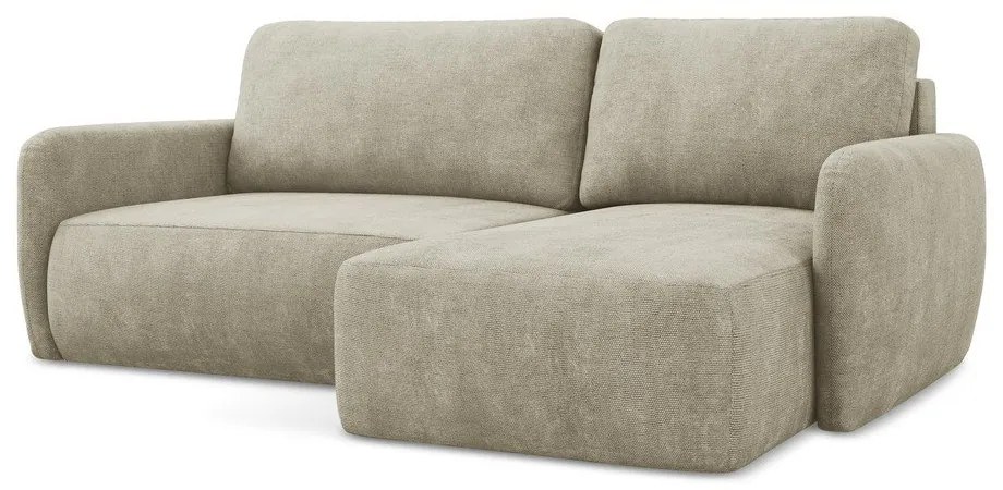 Béžová ženilková rozkladacia/s úložným priestorom rohová pohovka (pravý roh/s leňoškou) Lilo – Makamii