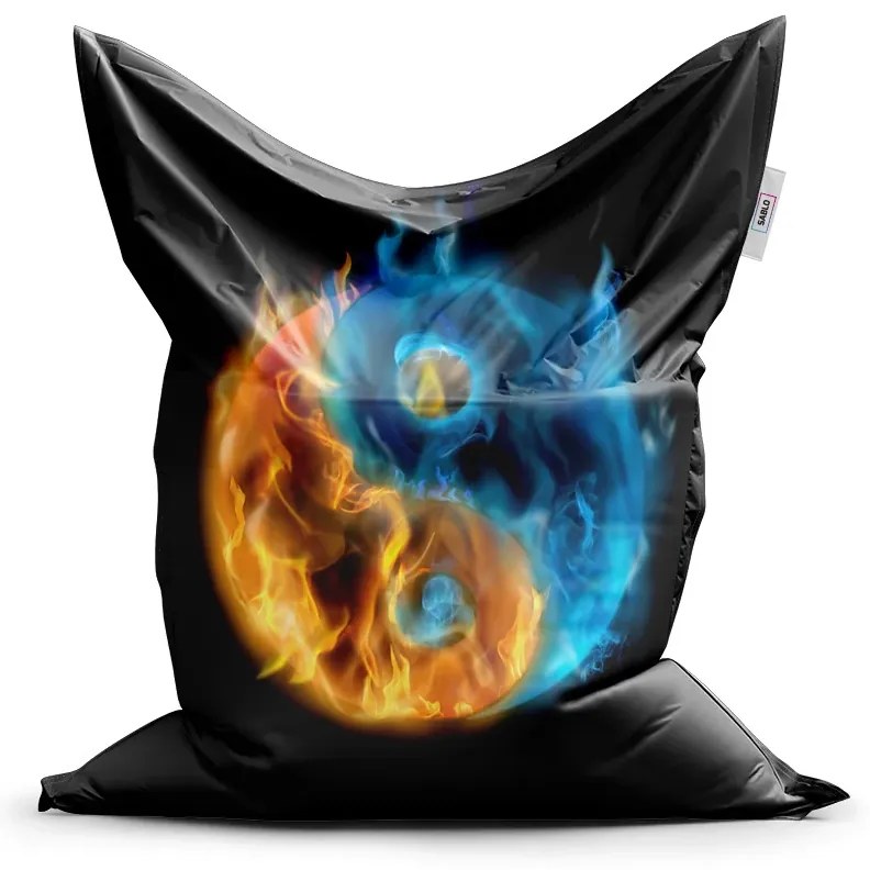 Sablio Sedací vak Ohnivý jin a jang - 200x140 cm