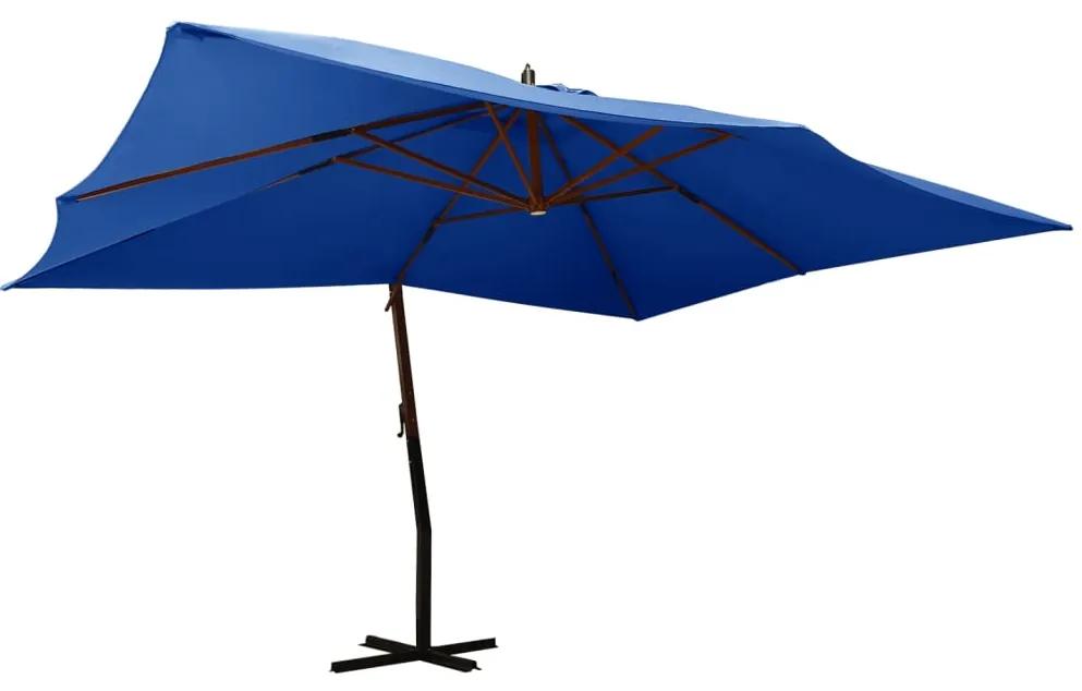 Konzolový slnečník s drevenou tyčou 400x300 cm azúrový modrý