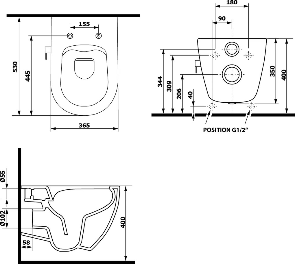 Isvea Isvea, INFINITY CLEANWASH závesná WC misa, integrovaná batéria a bidetová spŕška, Rimless, 36,5x53cm, biela, 10NFS9217I