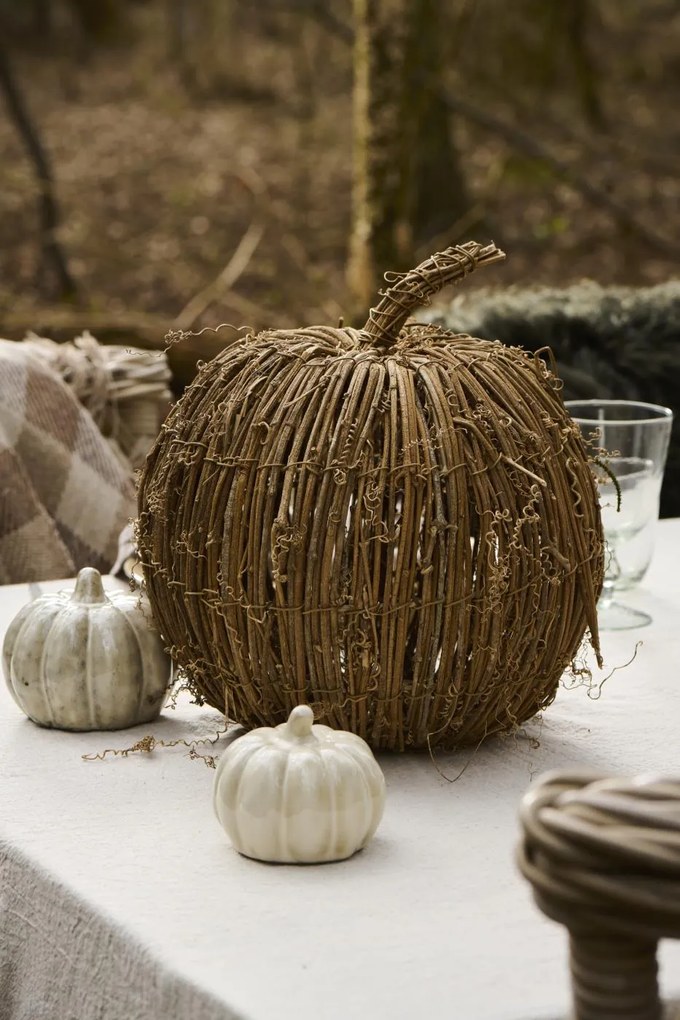IB Laursen Keramická dekorácia tekvica PUMPKIN STANDING Ø10 cm krémová