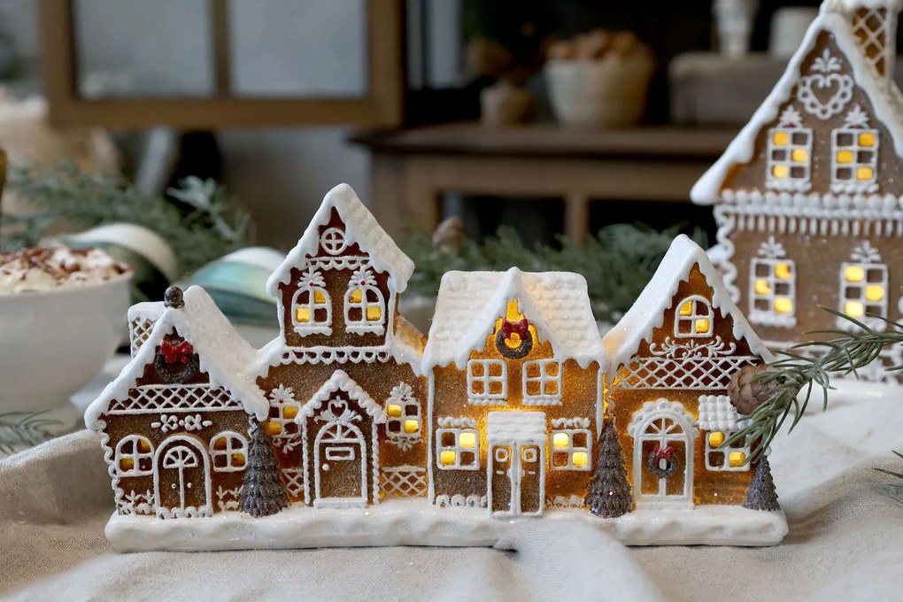 Perníkové chalúpky so svetielkami Gingerbread Noël LED - 24*6,5*12,5 cm