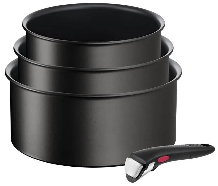 Hliníkové hrnce v súprave 3 ks s nepriľnavým povrchom/s odnímateľnou rukoväťou na indukčný varič INGENO Eco Resist L3979202 – Tefal