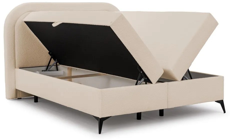 Béžová boxspring posteľ s úložným priestorom 200x200 cm Ornes – Ropez