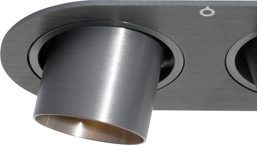 Sada 6 zapustených bodových svetiel Gunmetal GU10 35 mm naklápateľné 2-svetelné - Installa