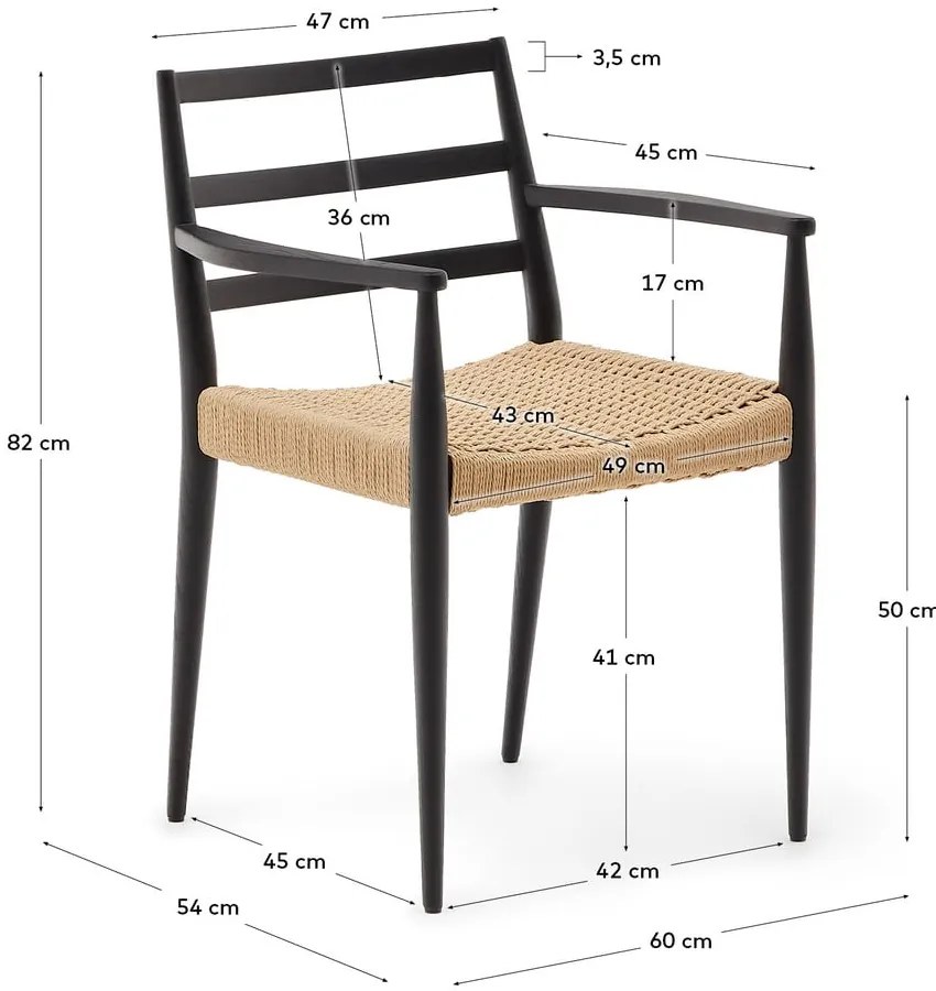 Jedálenská stolička z dubového dreva v čierno-prírodnej farbe v súprave 2 ks Analy – Kave Home