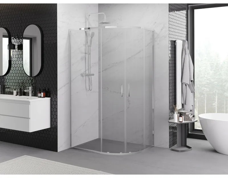 Mexen Exo, asymetrický sprchový kút s posuvnými dverami 120 x 90 cm, 6mm číre sklo, chrómový profil, 8132-120-090-01-00