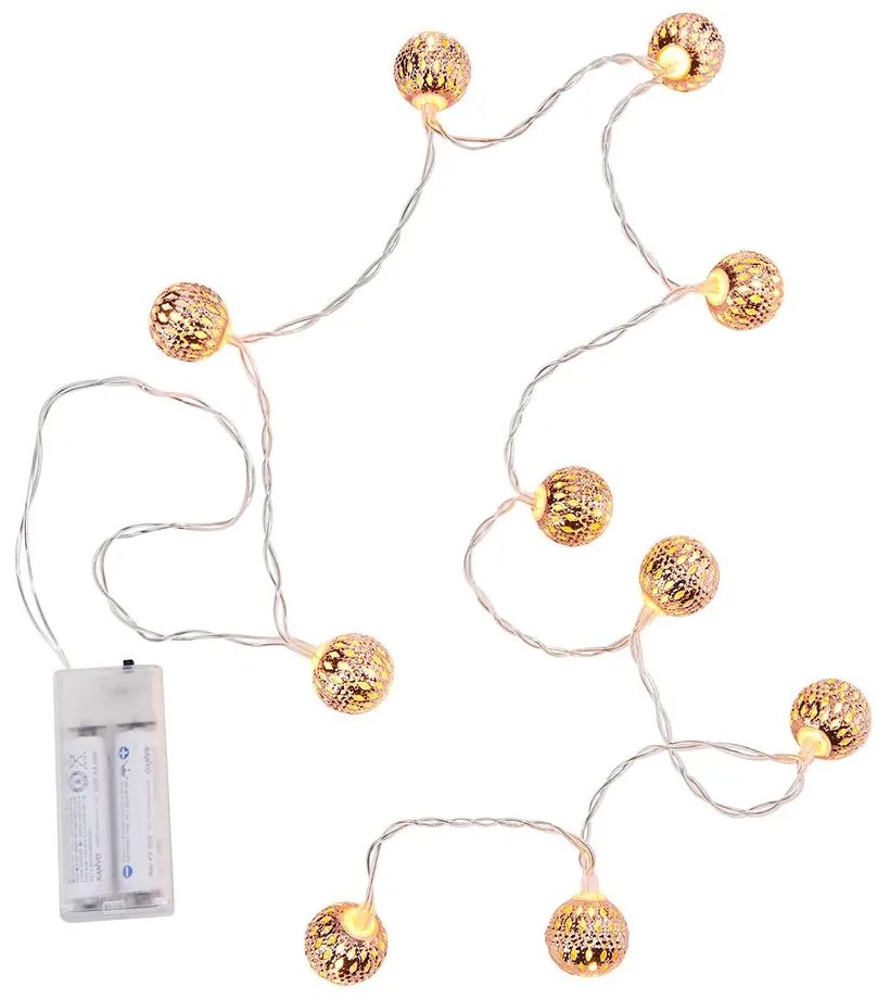 ORIENTAL LIGHTS Svetelná reťaz s USB gule 10 svetiel