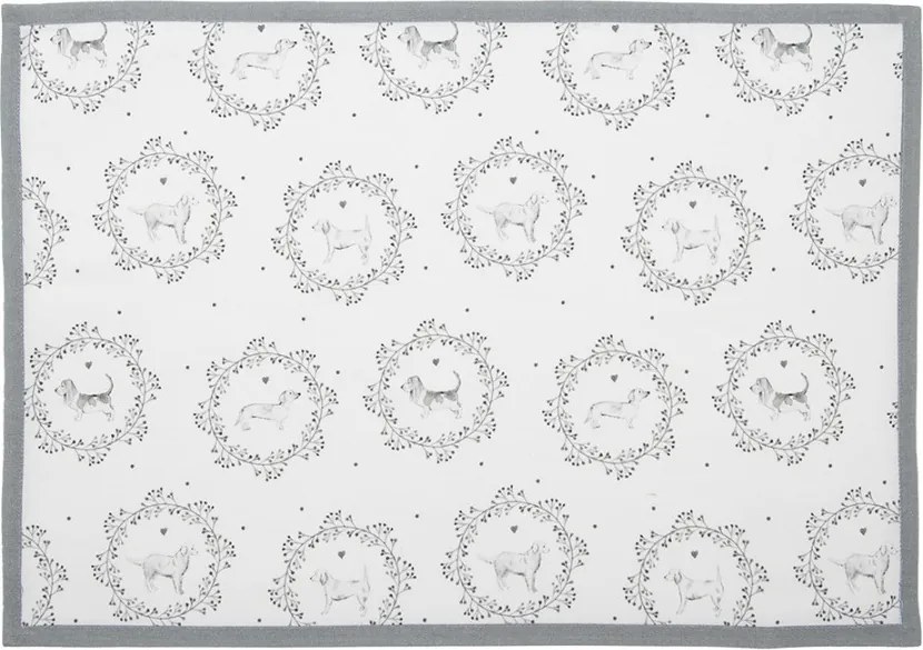 6ks textilný obrúsok so psíkmi Lovely Grey Dogs - 48*33 cm