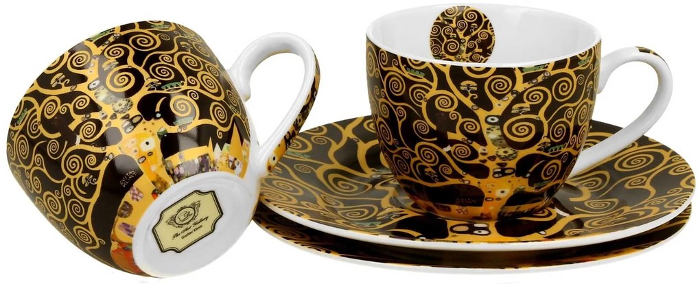 Porcelánová šálka s podšálkou Klimt Tree Of Life 90 ml sada 2ks