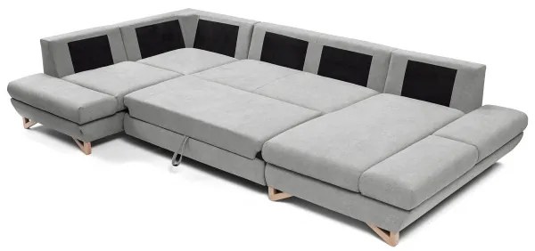 Rozkladacia rohová čalúnená sedacia súprava s úložným priestorom v tvare U AVESTA sivá