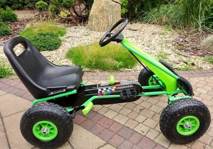 RAMIZ ŠĽAPACIA KÁRA GOKART A15 S NAFUKOVACÍMI KOLESAMI - Zelená 2024
