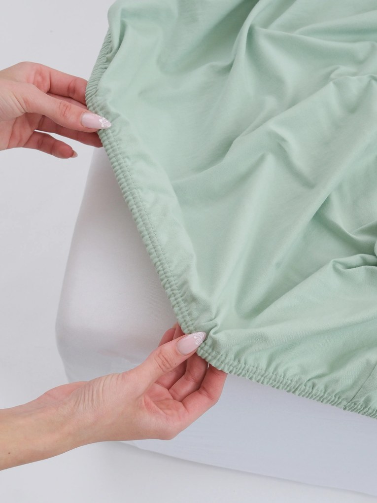 Jersey prostěradlo s elastanem 200 × 200 cm – mátové