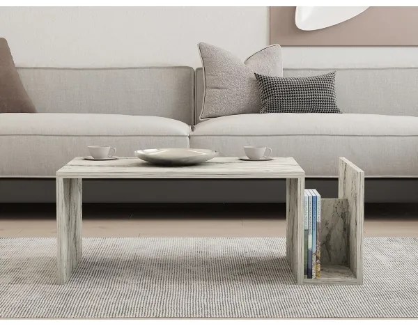 Konferenčný stolík MONEL, mramorový dekor, sivá