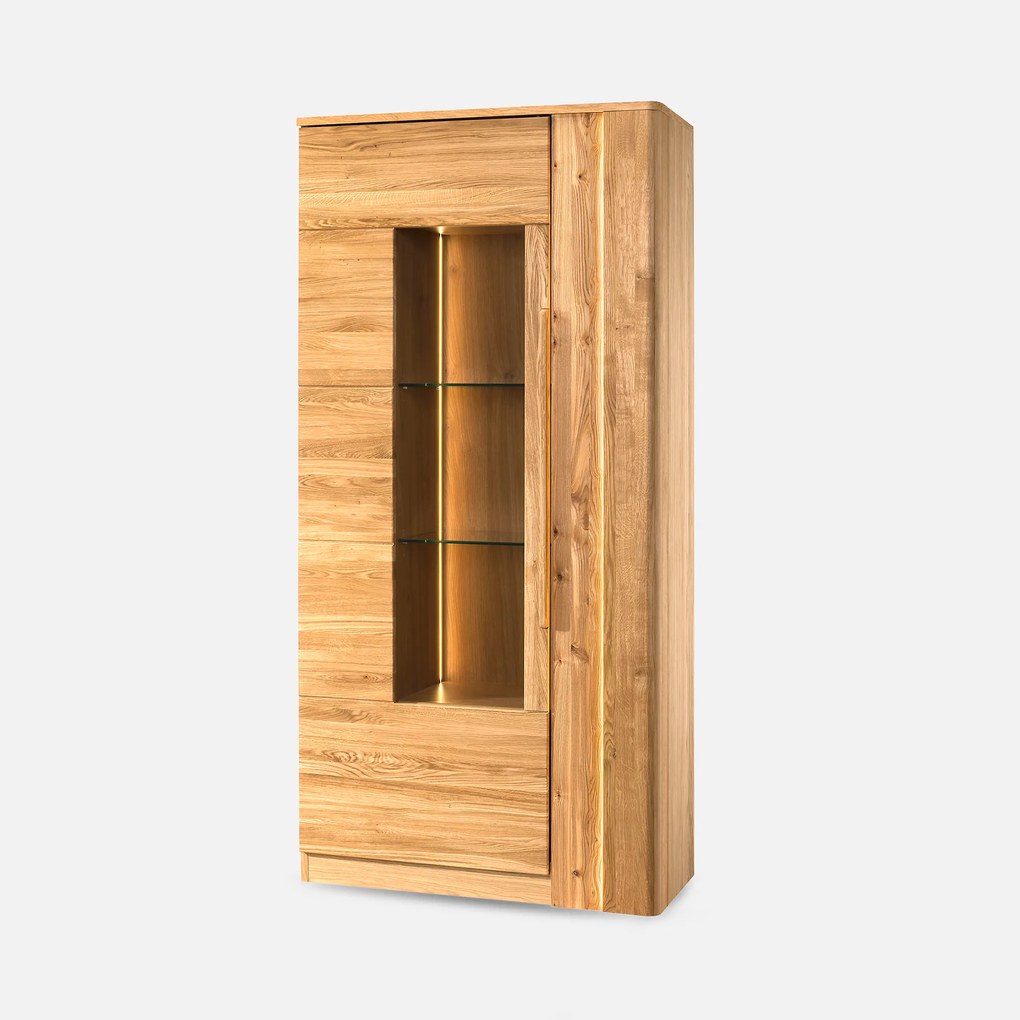 Vitrína London 12 98 cm z masivu s LED osvětlením dub přírodní