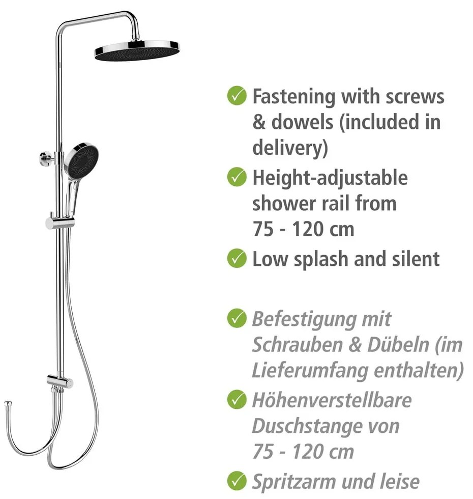 Sprchový set z nerezovej ocele v lesklej striebornej farbe 120 cm Soft Water – Wenko