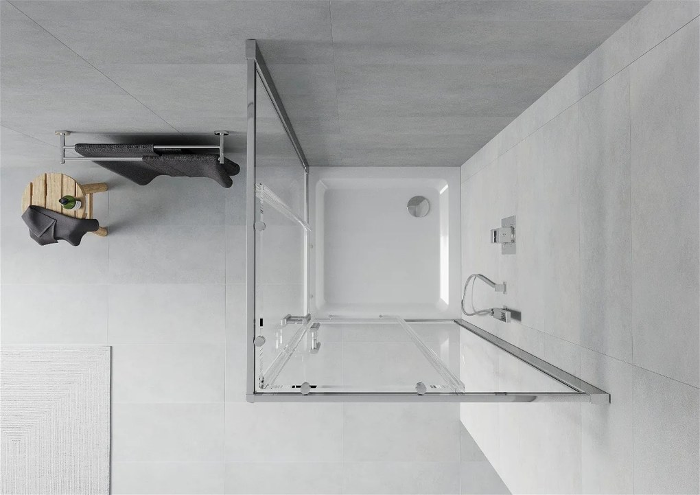 Mexen Rio štvorcový sprchovací kút 90 x 90 cm, 5mm sklo, chrómový profil-číre sklo + slim sprchová vanička 5cm, 860-090-090-01-00-4010
