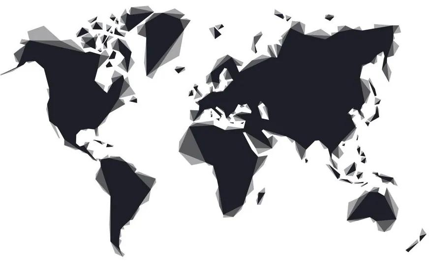 Tapeta abstraktná mapa sveta v čiernobielom prevedení - 150x100
