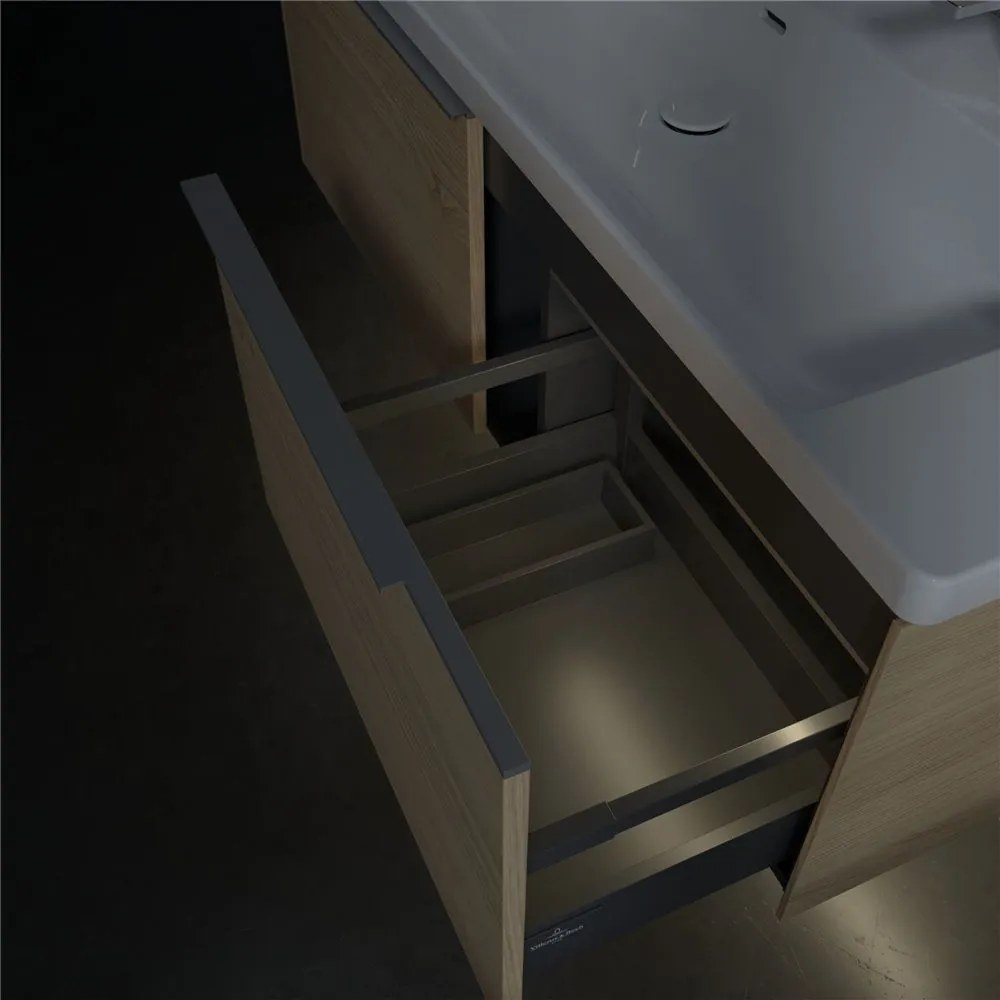 VILLEROY &amp; BOCH Subway 3.0 závesná skrinka pod umývadlo, 2 zásuvky, s LED osvetlením, 1272 x 478 x 429 mm, Nordic Oak, C601L0VJ