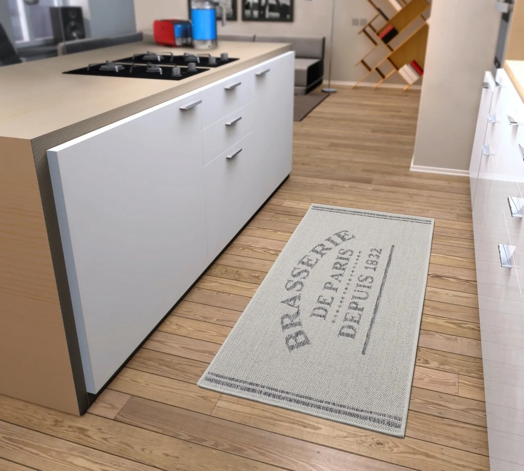 Hanse Home, Behúň Cucina Brasserie de Paris 105625 Cream Grey, 62x150, biela, kuchyňa