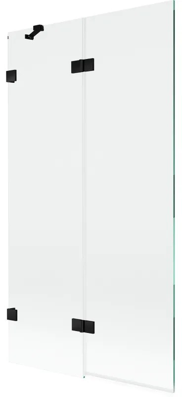 Mexen Lunar, 2-krídlová vaňová zástena ľavá 100 x 150 cm, číre sklo, čierna matná, 897-100-100-70-00-L