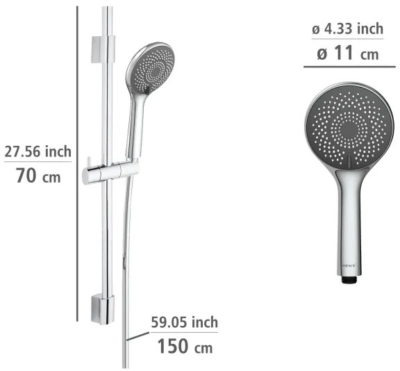 WENKO 25452100 - Sprchová súprava WATERSAVING SYSTEM 70 cm strieborná