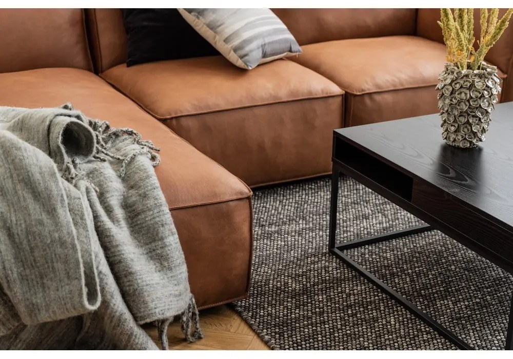 Koňakovohnedá rohová pohovka z recyklovanej kože Bonami Selection Fairfield, pravý roh, 282 cm