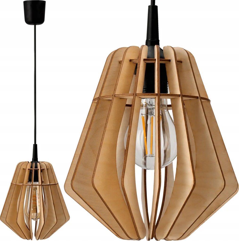 LED DREVENÝ STROPNÝ ZÁVESNÝ LUSTER Nastaviteľný Vysokokvalitný E27