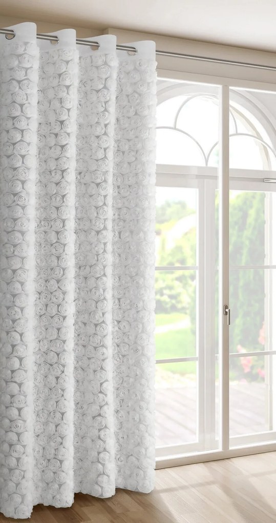 ZÁCLONA NA KRÚŽKOCH EVA MINGE ROSES6 140X250 CM BIELA