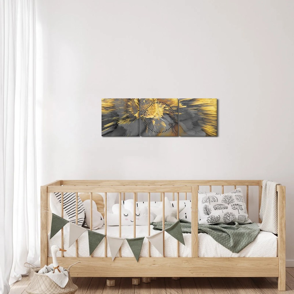 Obraz - Zlatá expanzia (s hodinami) (90x30 cm)