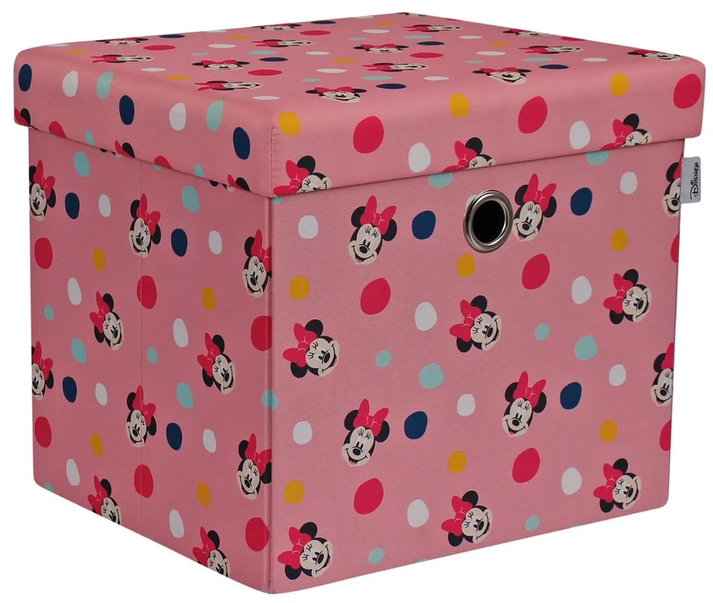Taburet s úložným priestorom Myška Minnie - ružový