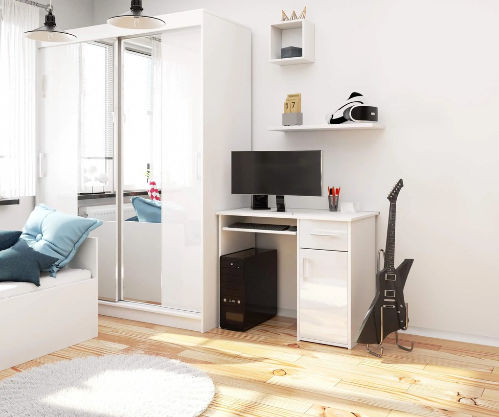 PC stolík Padma (biela + lesk biely). Akcia -20%. Vlastná spoľahlivá doprava až k Vám domov. 1128570