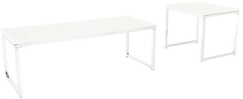 Konferenčné stolíky, set 2 ks, biela matná/chróm, MAGNO TYP 2