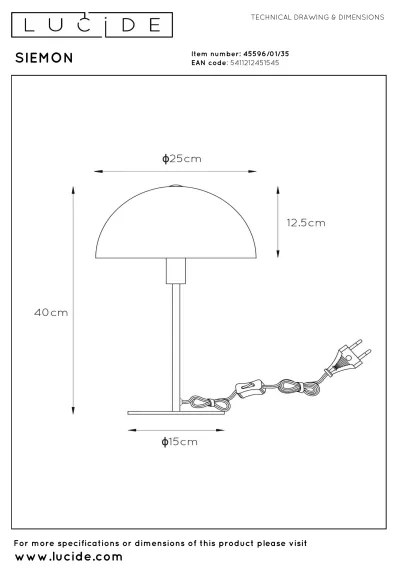 Lucide 45596/01/35 - Stolná lampa SIEMON 1xE14/25W/230V modrá