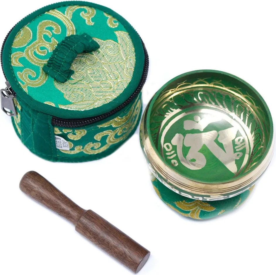 Tibetská spievajúca miska - darčeková sada Farba: Zelená