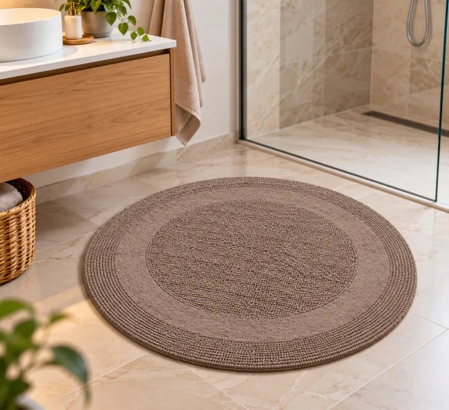 Kúpeľňový koberček Javo Cotton sépiový kruh
