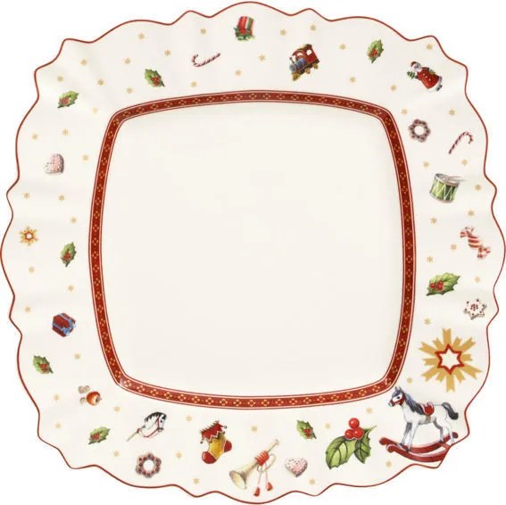 Biely hranatý plytký tanier 28,5 cm Toy's Delight