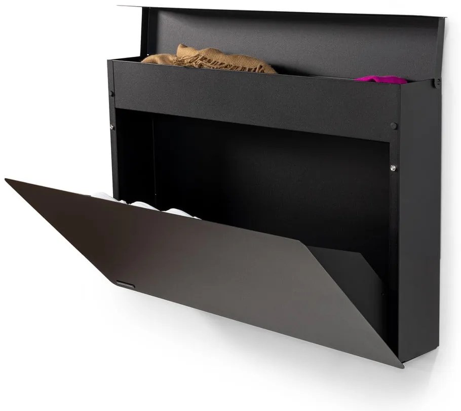 Čierna kovová výklopná/závesná skrinka na topánky 78x48x13 cm Luigi – Spinder Design