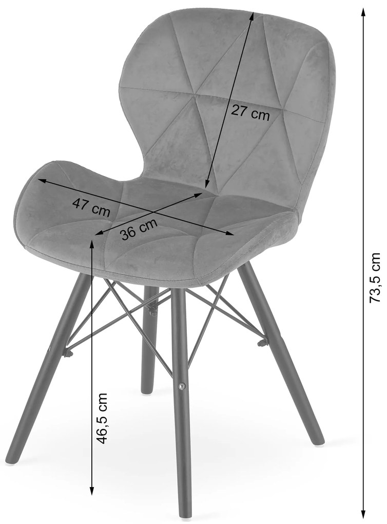 Kreslo LAGO Velvet - čierne / nohy čierne x 4 9401 71 00 00