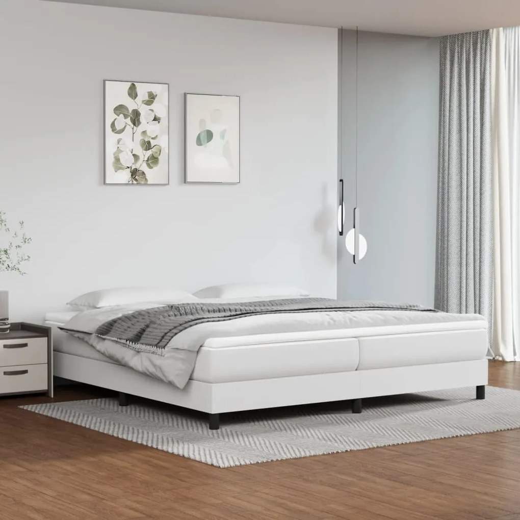 Rám na boxspring posteľ, biely 200x200 cm, umelá koža 3120719