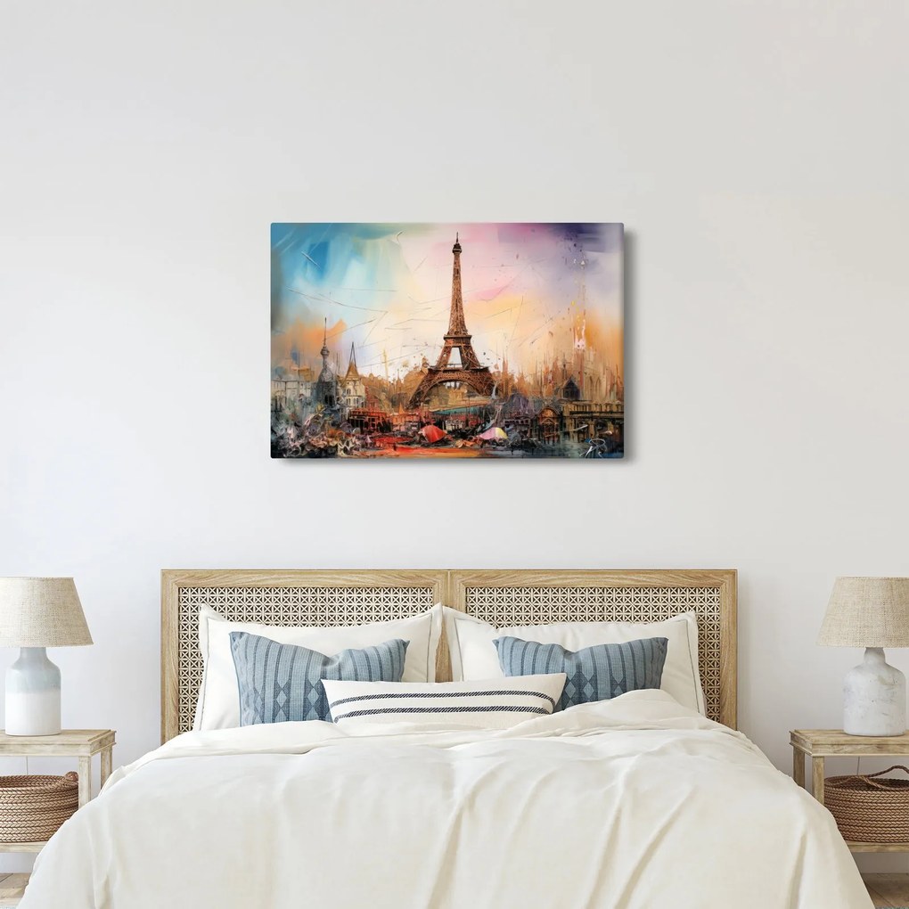 Obraz - Maľba Eiffelovej veže (90x60 cm)