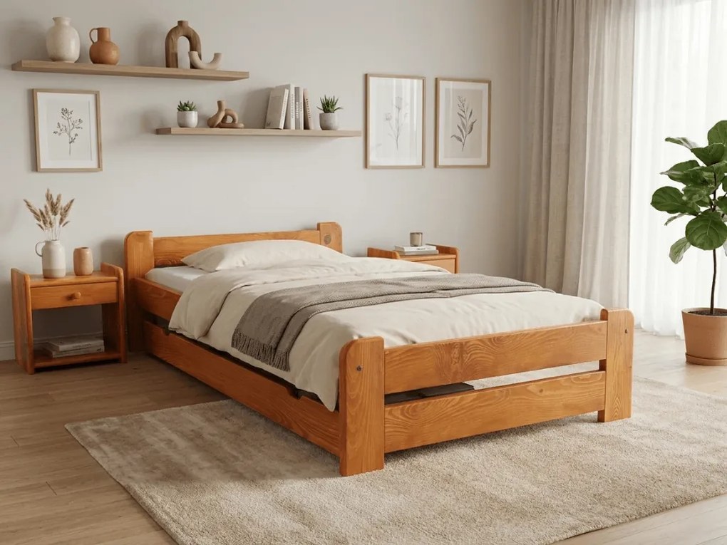 Posteľ Emily 90 x 200 cm, jelša Rošt: S lamelovým roštom, Matrac: Matrac DELUXE 10 cm
