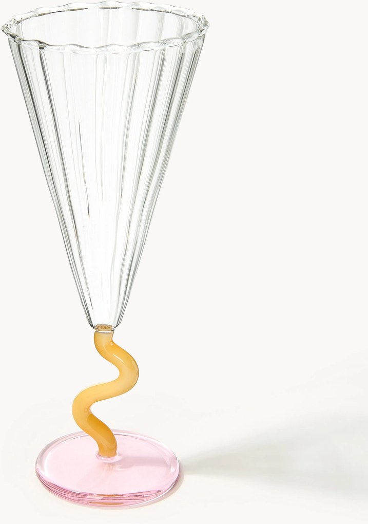 Ručne vyrobené poháre na sekt Curve, 2 ks