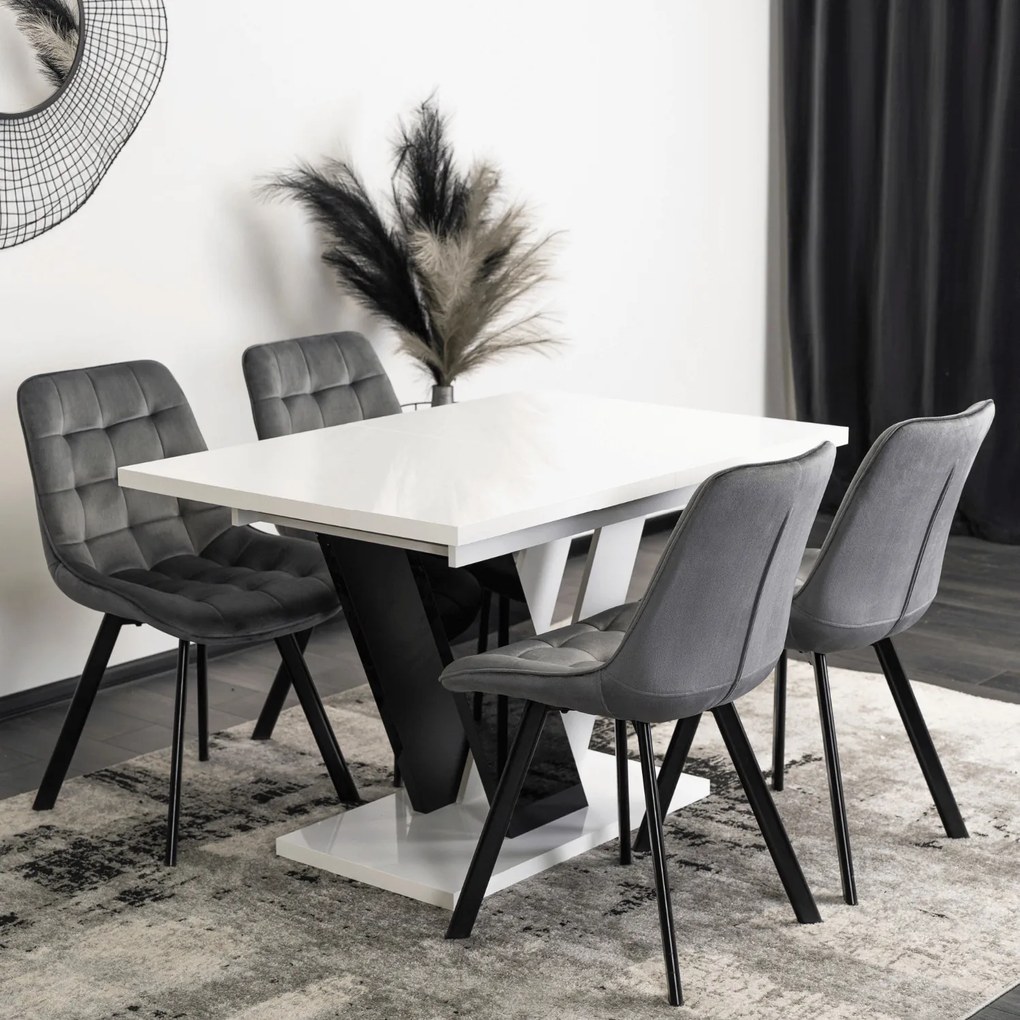 JAKS Jedálenský stôl Clark 120 cm čierno biely gloss glamour
