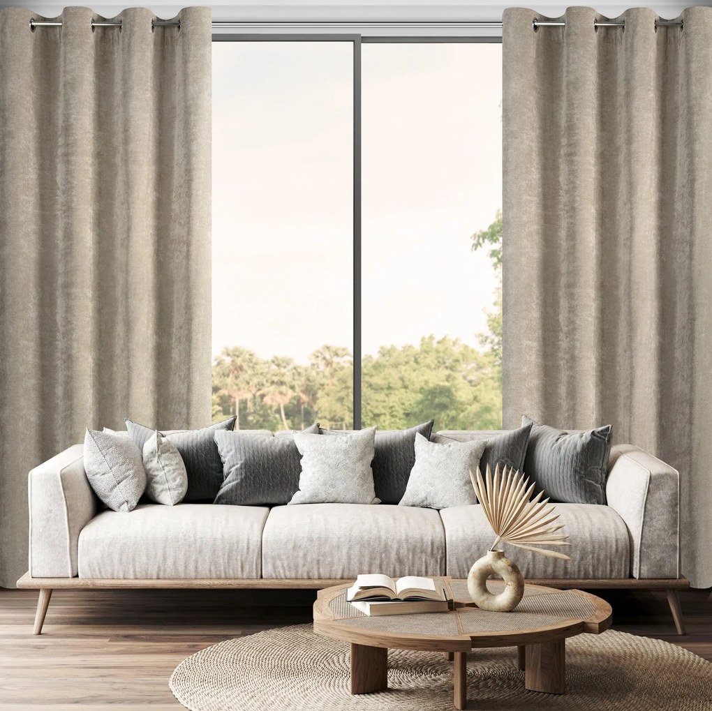 ZÁVES NA KRÚŽKOCH NILO 140X250 CM SVETLOHNEDÁ