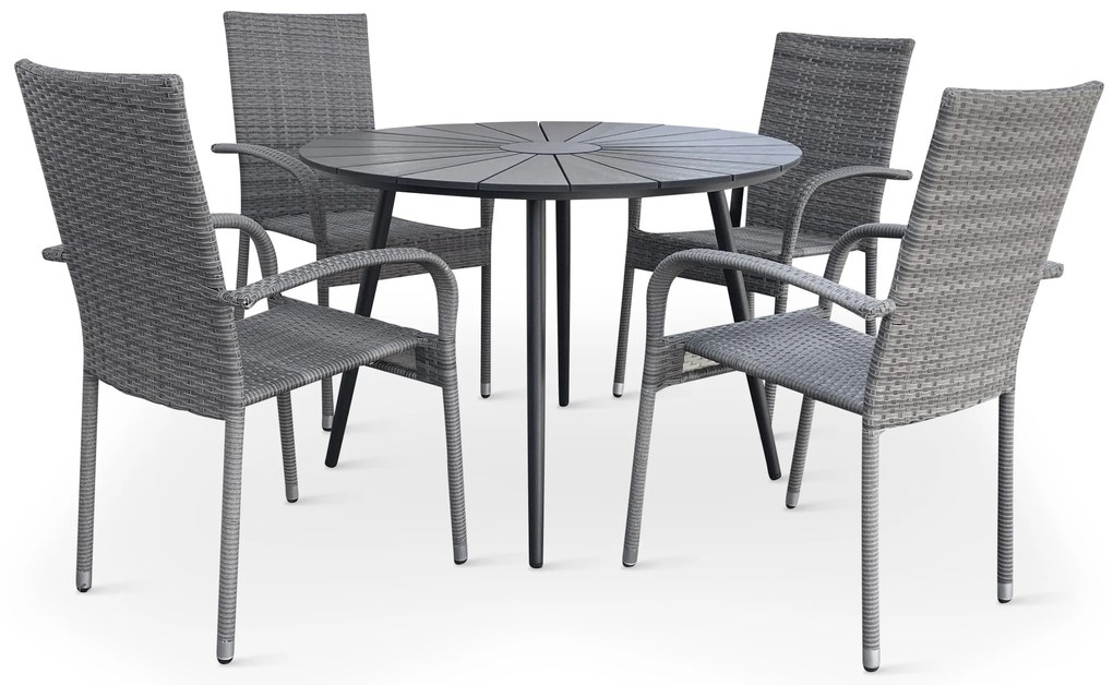 Noela Záhradný jedálenský set Wilder + 4x ratanová stolička Paris PREMIUM